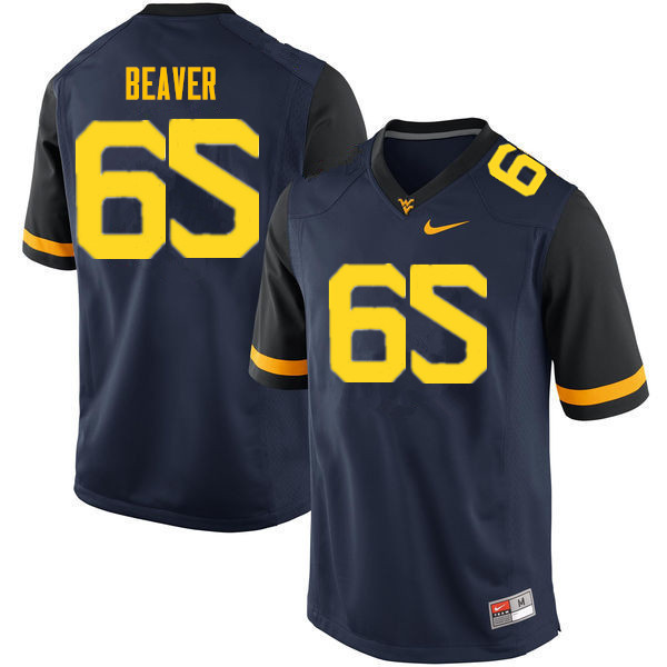 NCAA Men's Donavan Beaver West Virginia Mountaineers Navy #65 Nike Stitched Football College Authentic Jersey FB23P42YZ